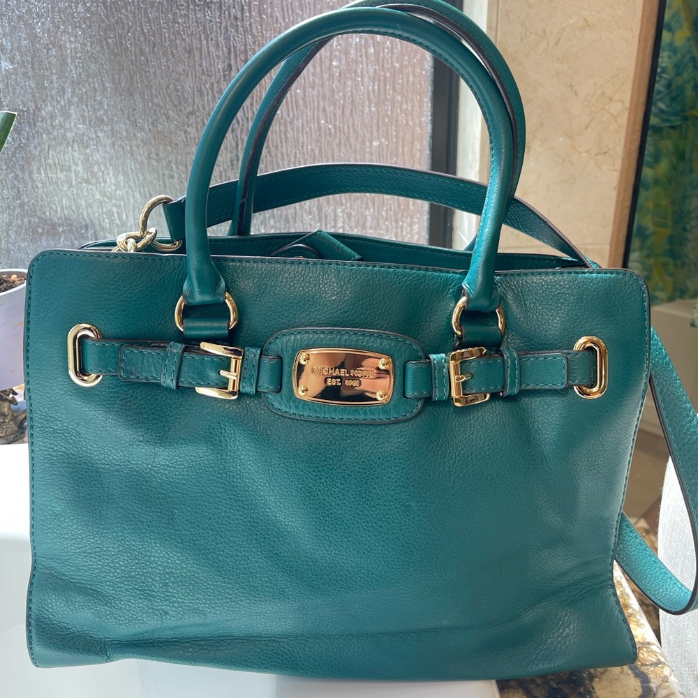 Michael Kors turquoise leather large satchel